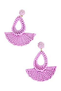 Raffia & Rattan Fan Shape Earrings