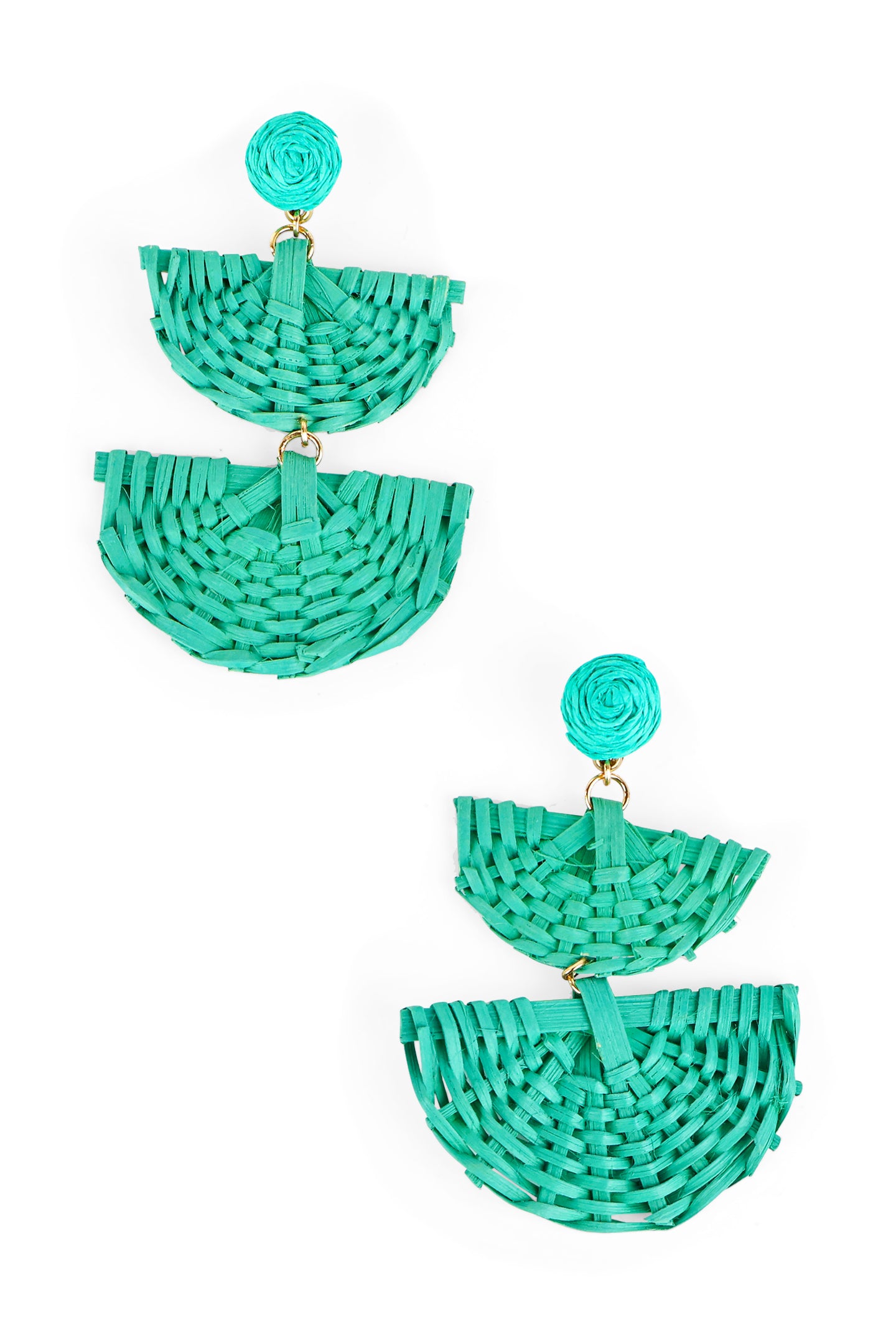Linked Rattan Fan Drop Earrings