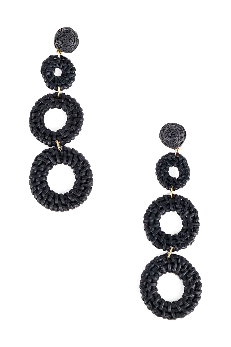 Linked 3 Rattan Hollow Circle Earrings