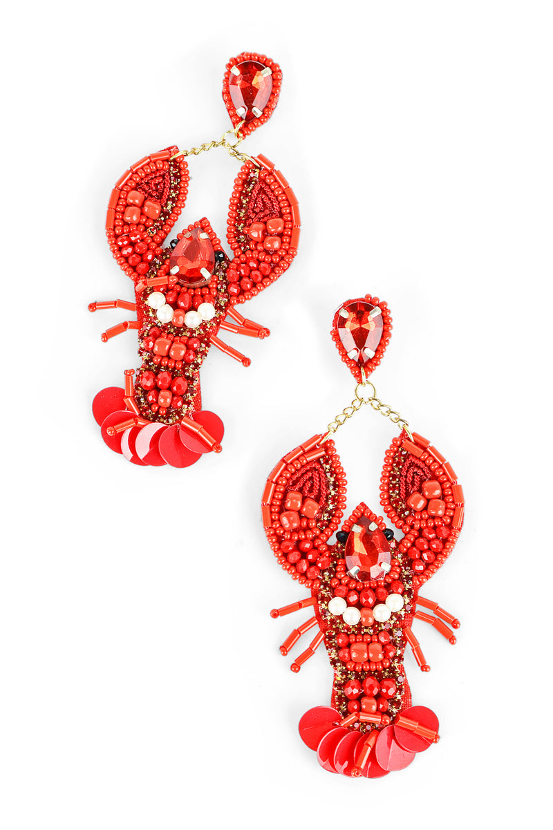 Beaded Crawfish Earrings