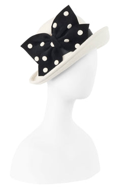 Kathy Jeanne Big Polka Dots Bow Bowler Hat