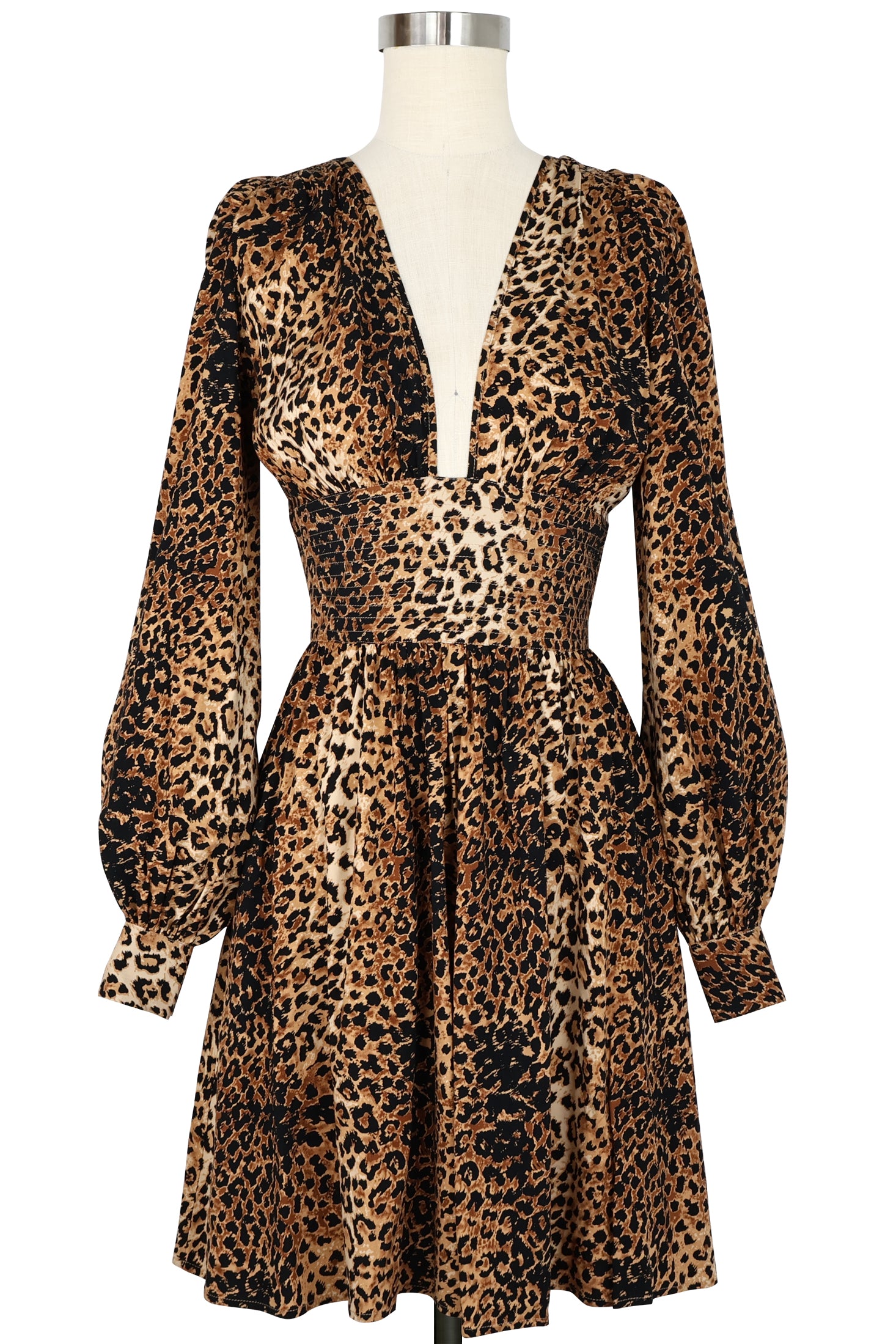 Deep Cut Bianca Mini Dress - Leopard Print 14 Deep Cut Bianca Mini Dress - Leopard Print 14