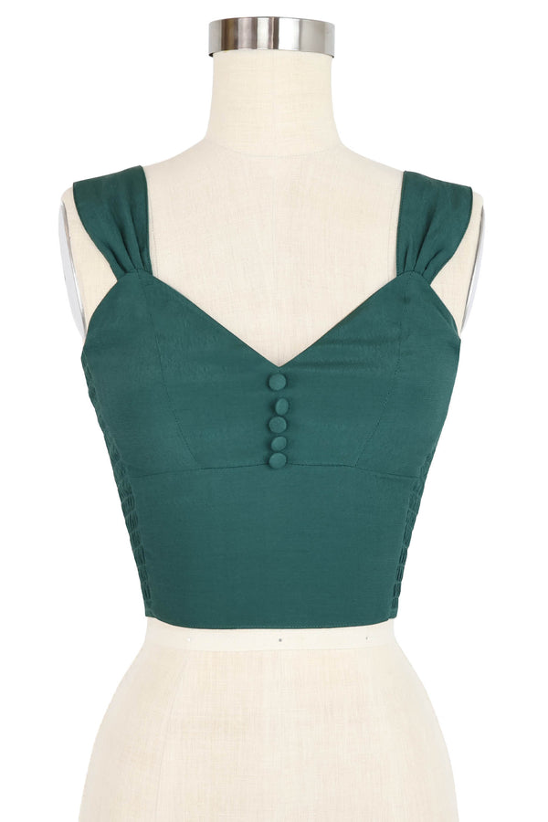 Button Front Hottie Top - Light Hunter Green