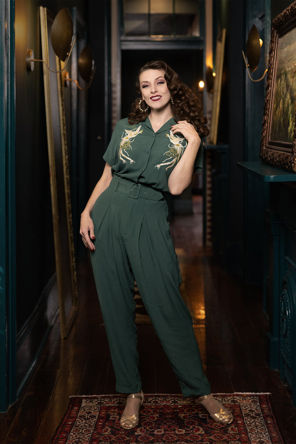 High Waist Trouser - Light Hunter Green