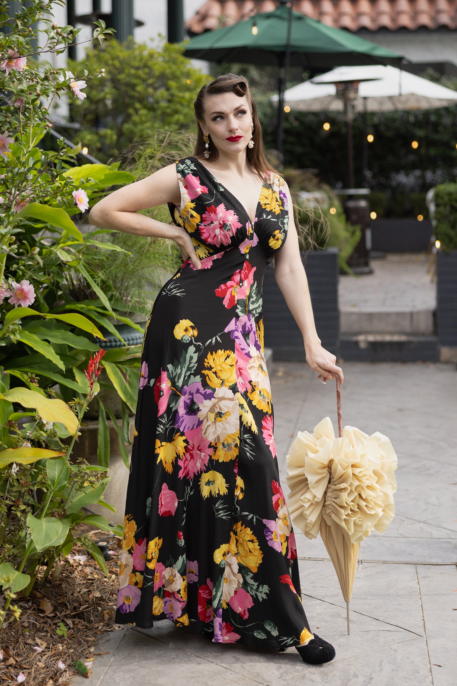 1930s Loretta Bias Dress - Liquorice