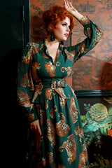 Girl Friday Blouse - My Pet Leopard - Green