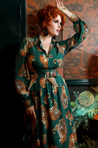 Girl Friday Blouse - My Pet Leopard - Green