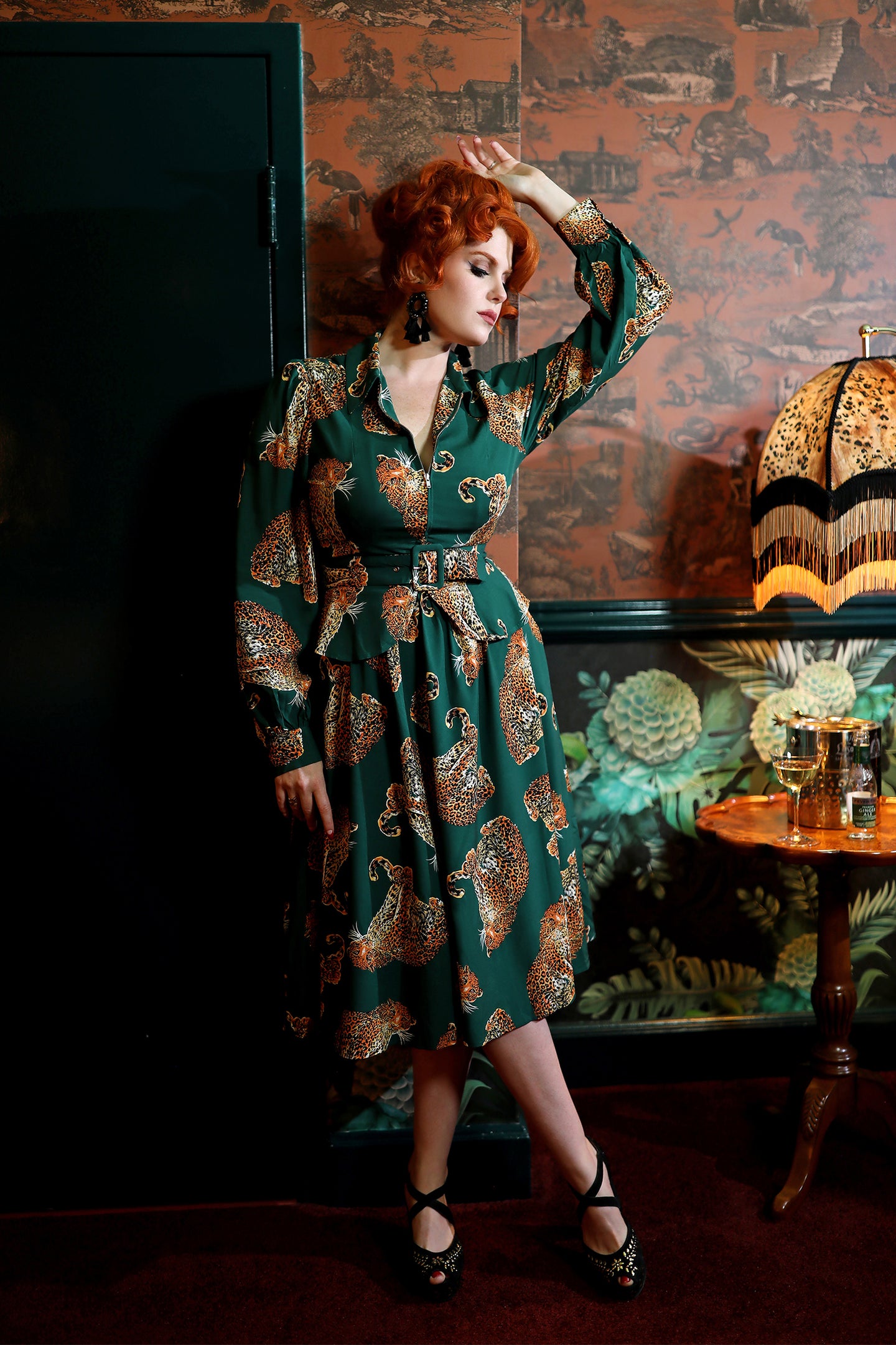 1940s Skirt - My Pet Leopard - Green