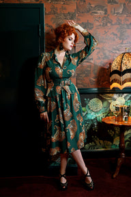 1940s Skirt - My Pet Leopard - Green