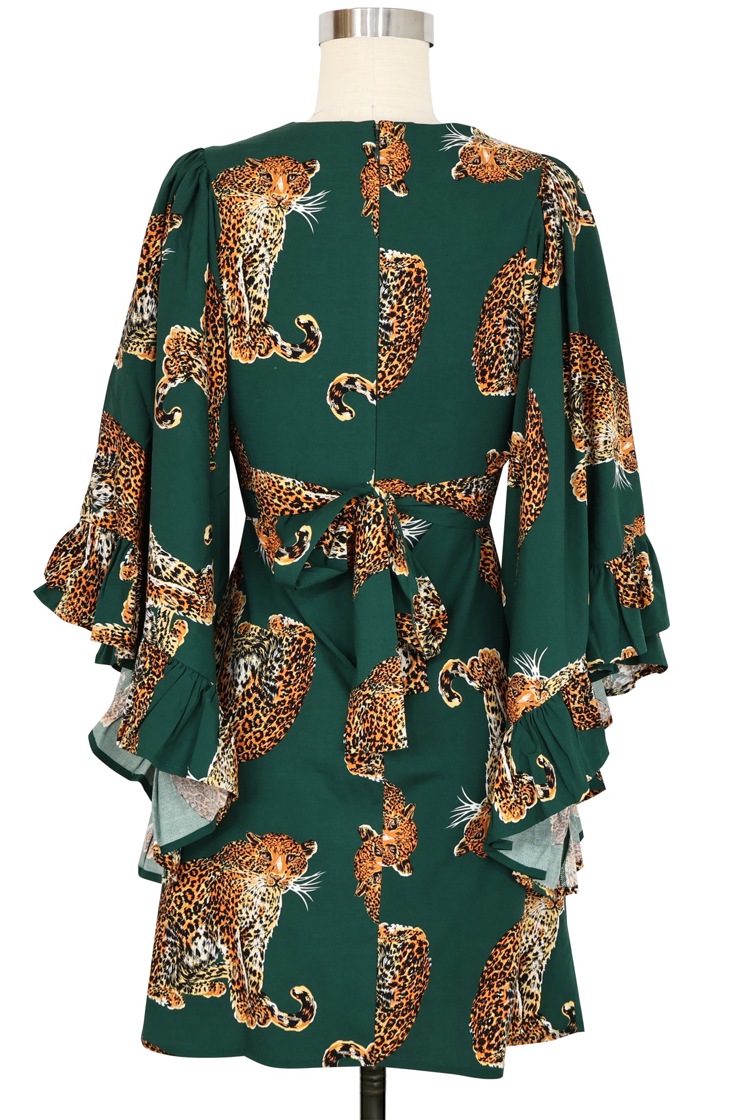 Butterfly Caftan Mini Dress - My Pet Leopard - Green