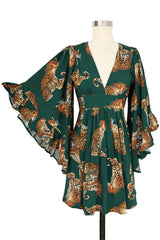 Butterfly Caftan Mini Dress - My Pet Leopard - Green