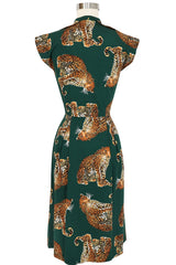 Zip Front Day Dress - My Pet Leopard - Green