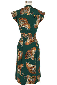 Zip Front Day Dress - My Pet Leopard - Green