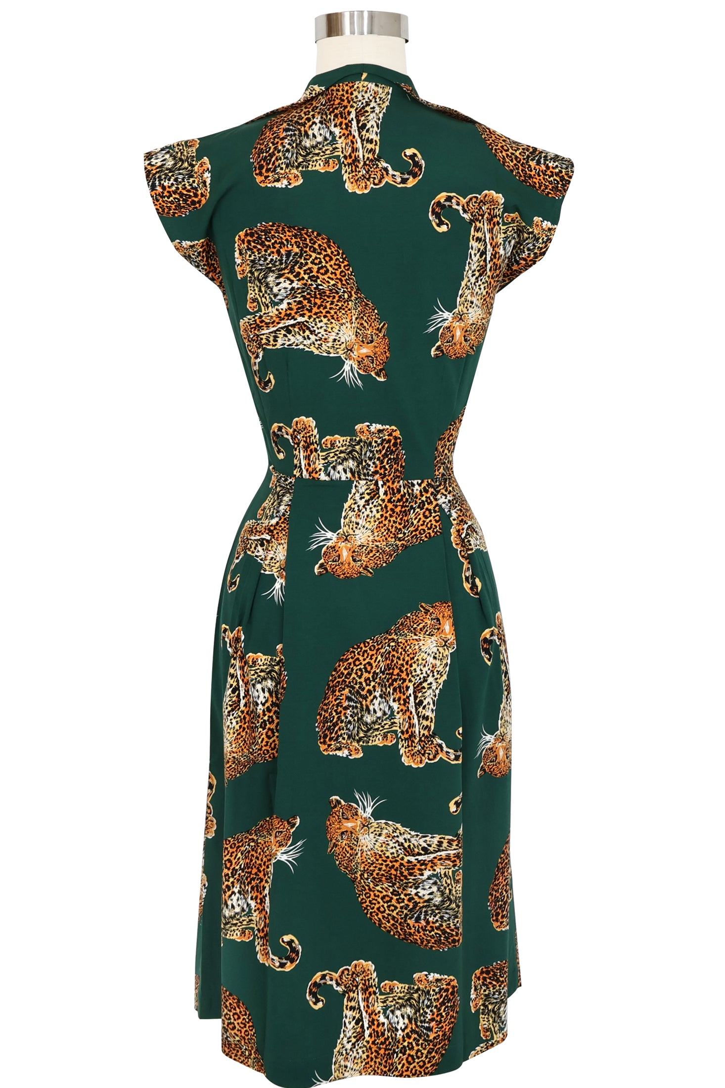 Zip Front Day Dress - My Pet Leopard - Green