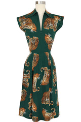 Zip Front Day Dress - My Pet Leopard - Green