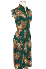 Zip Front Day Dress - My Pet Leopard - Green