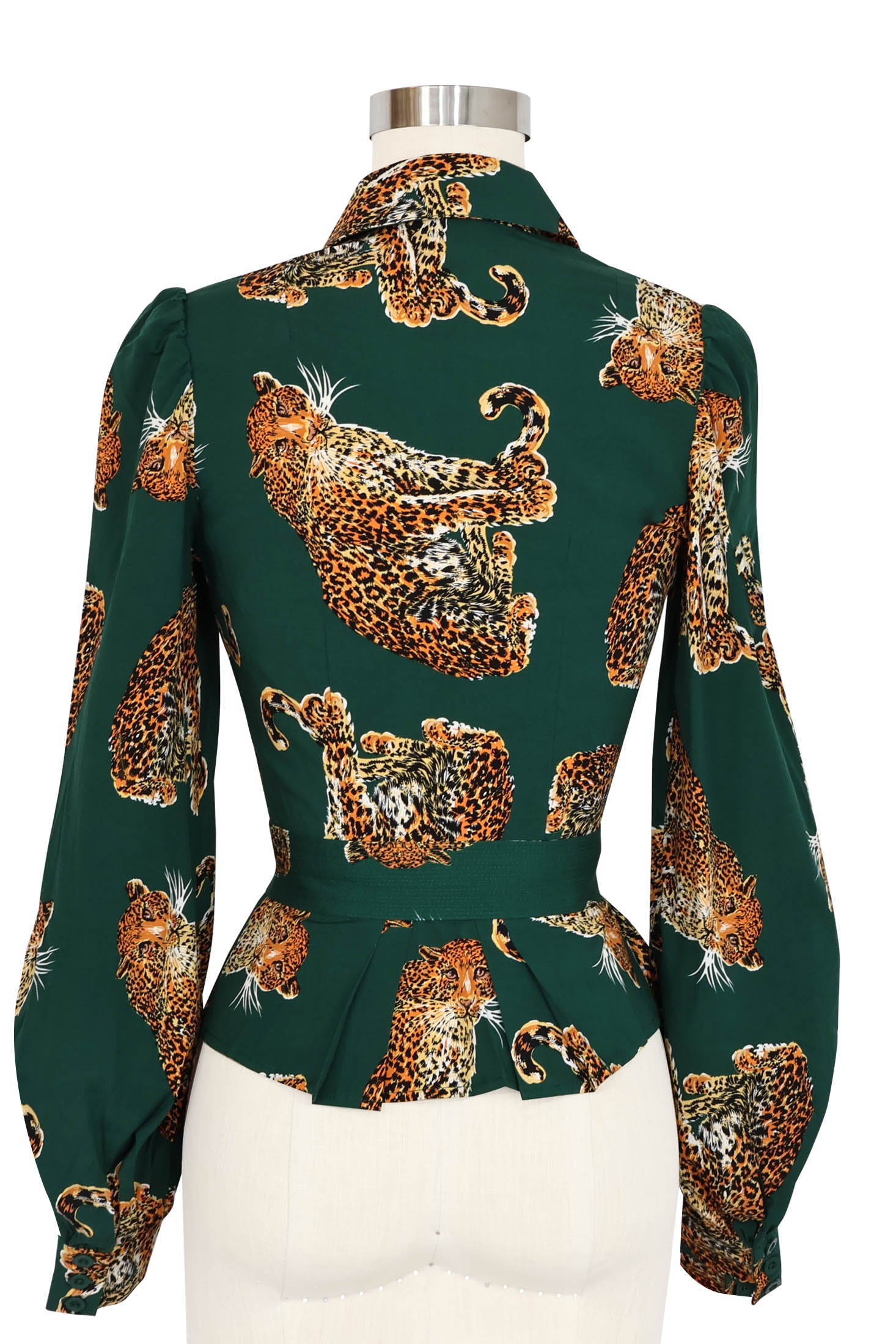 Girl Friday Blouse - My Pet Leopard - Green
