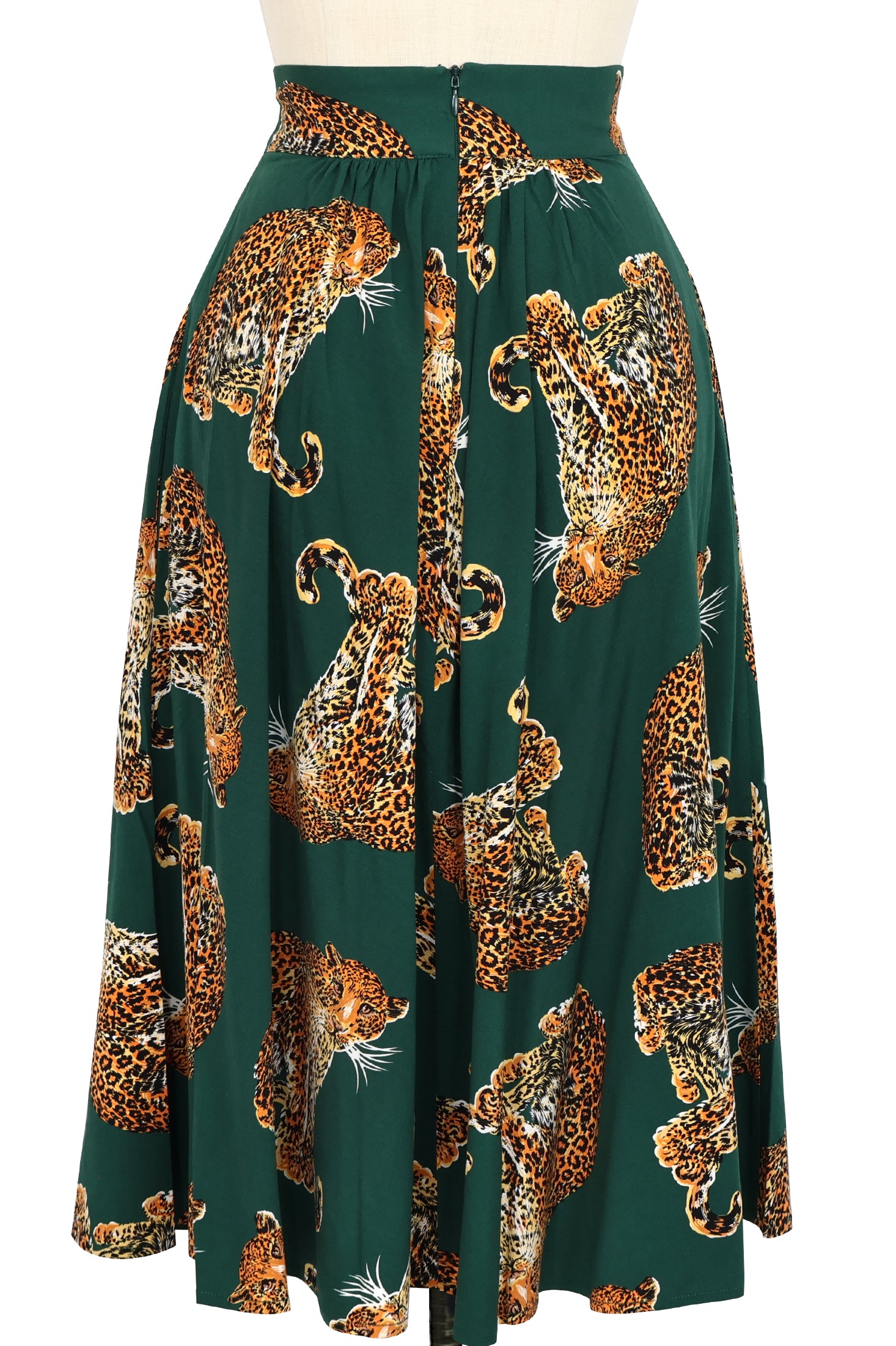 1940s Skirt - My Pet Leopard - Green