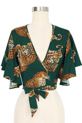 Ziggy Wrap Top - My Pet Leopard - Green
