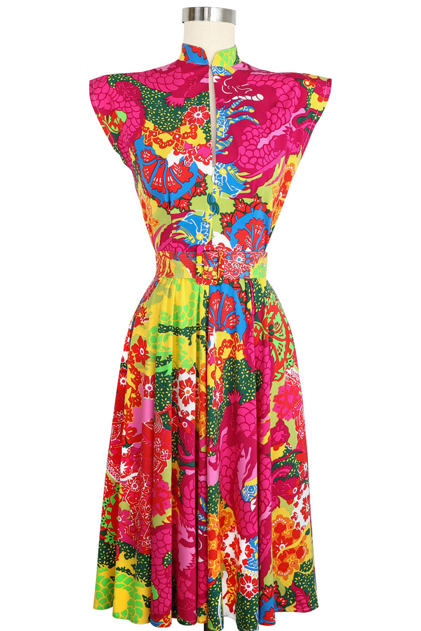 Zip Front Marie Dress - Psychedelic Dragons