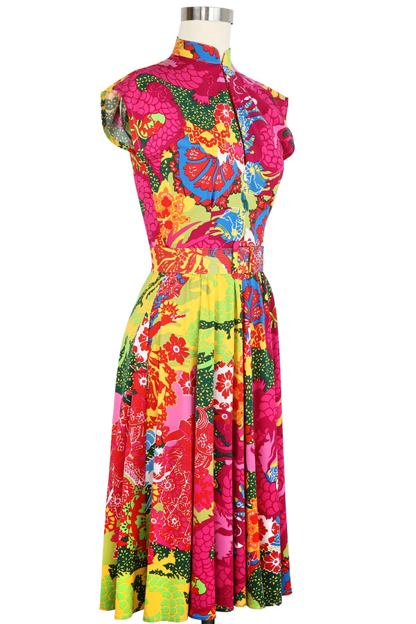 Zip Front Marie Dress - Psychedelic Dragons