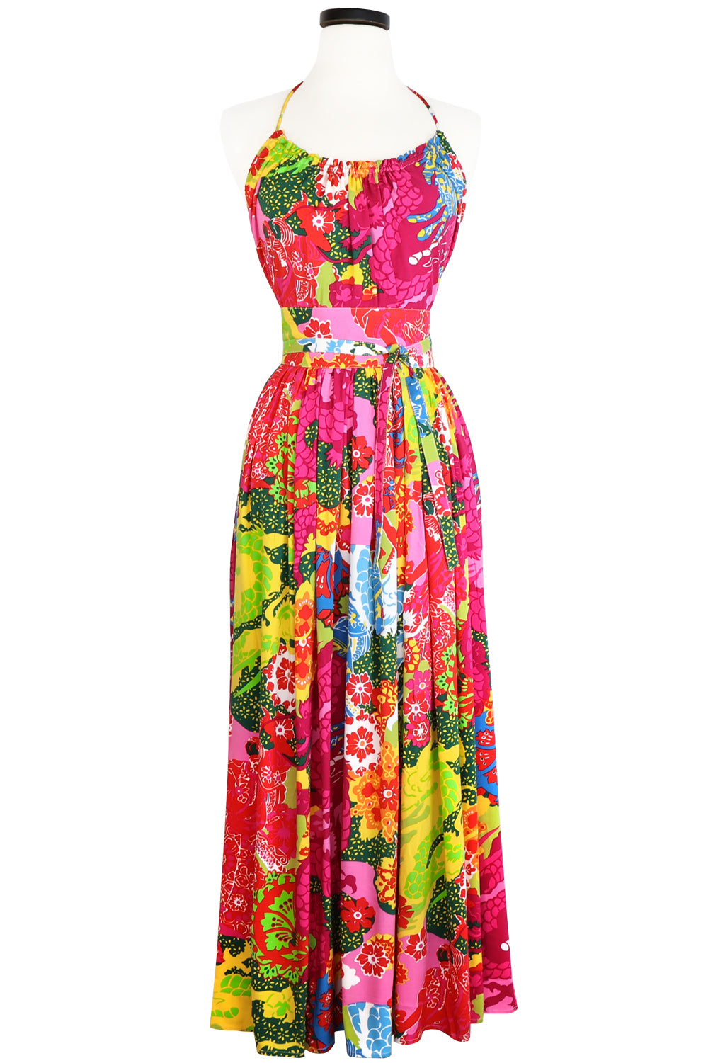 cotton empire waist dress Beige 100% Cotton Deep-V Neck Empire Waist Maxi Dress 32" / Petite (5'1" and below)