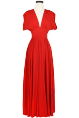 Claire Long Zip Front Dress - Red