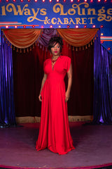 Claire Long Zip Front Dress - Red