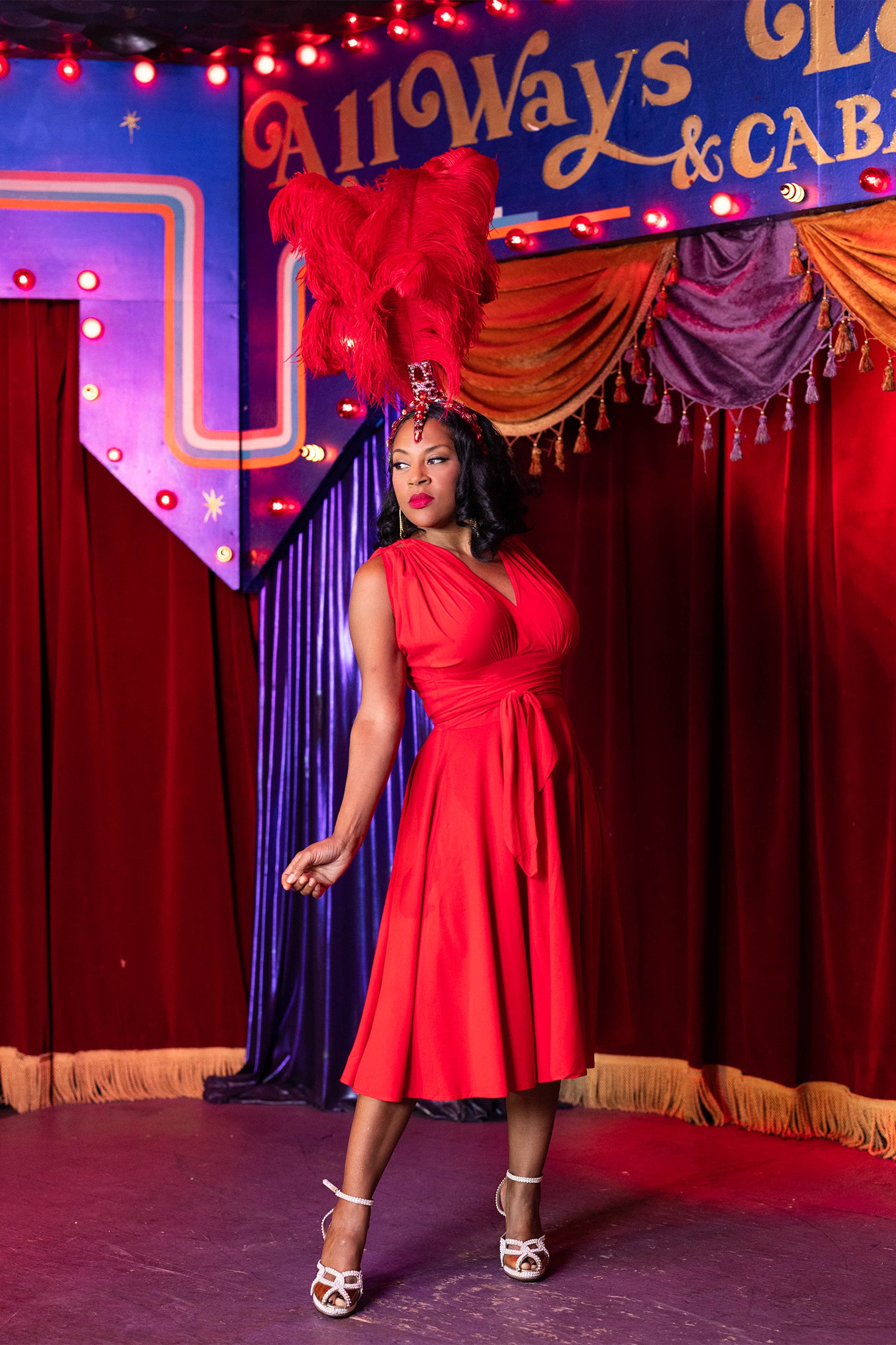 Obi Midi  Dress - Red