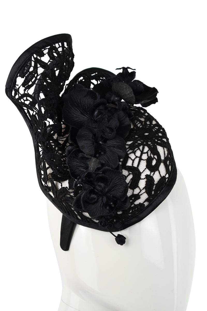 Cupid's Millinery Lace Pillbox Fascinator with Orchids