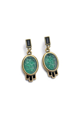 Sweet Romance Vintage Jadeite Oval Glass Earrings