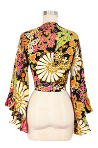 Butterfly Wrap Top - Sandalwood Floral
