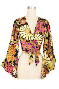 Butterfly Wrap Top - Sandalwood Floral