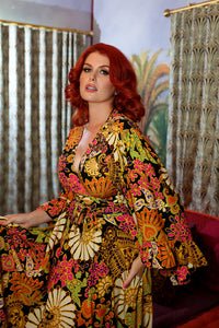 Butterfly Wrap Top - Sandalwood Floral