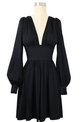 Deep Cut Bianca Mini Dress - Black