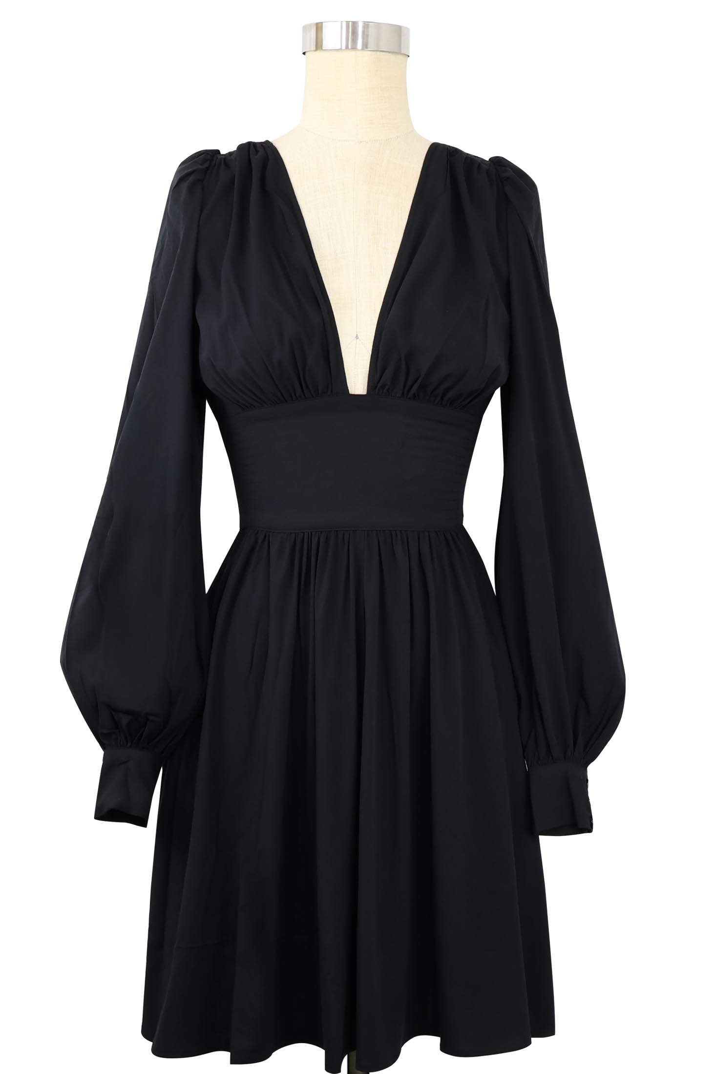 Deep Cut Bianca Mini Dress - Black