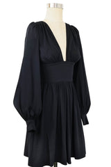 Deep Cut Bianca Mini Dress - Black