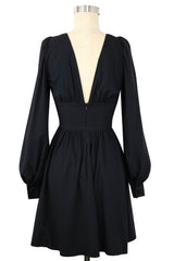 Deep Cut Bianca Mini Dress - Black
