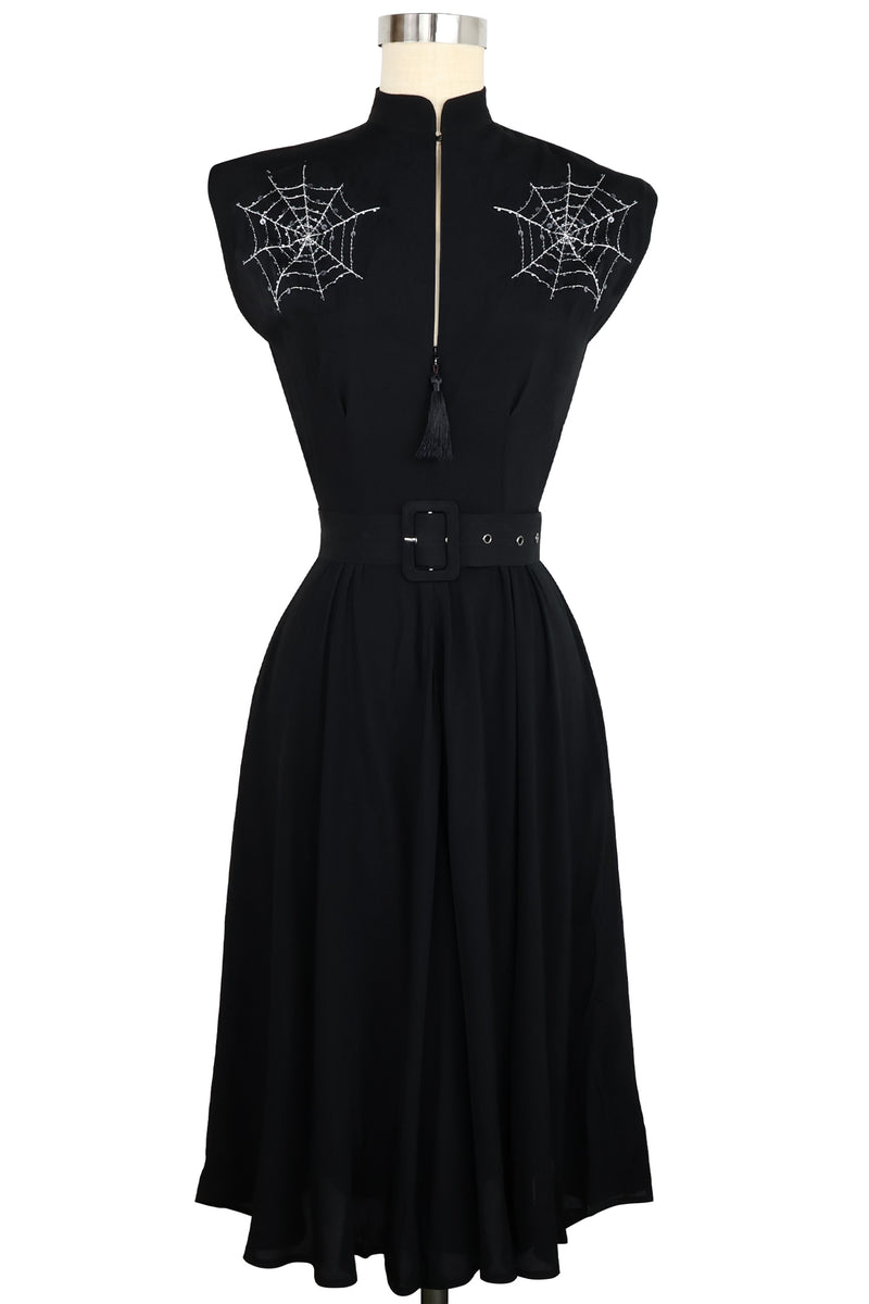 Zip Front Marie Dress - Spiderweb Embroidery