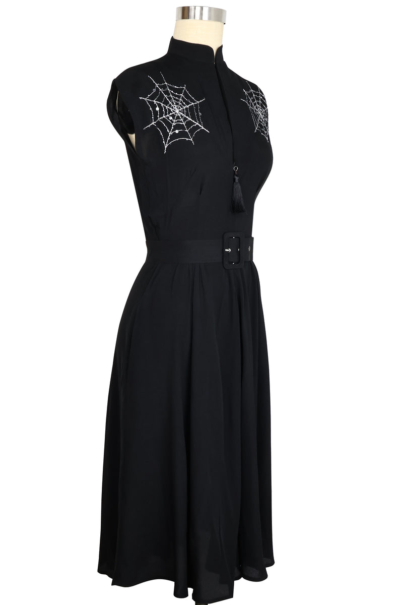 Zip Front Marie Dress - Spiderweb Embroidery