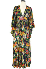 Butterfly Sleeve Caftan - Tiki Floral