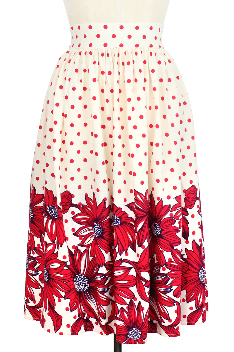 Knee Length Classic Skirt - Polka Dot Sunflower