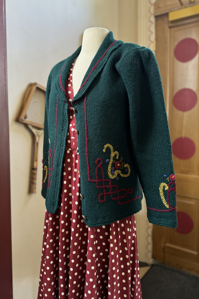 Vintage 1990s Susan Bristol Deep Green Cardigan