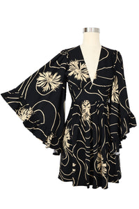 Butterfly Caftan Mini Dress - Waves and Waterlilies