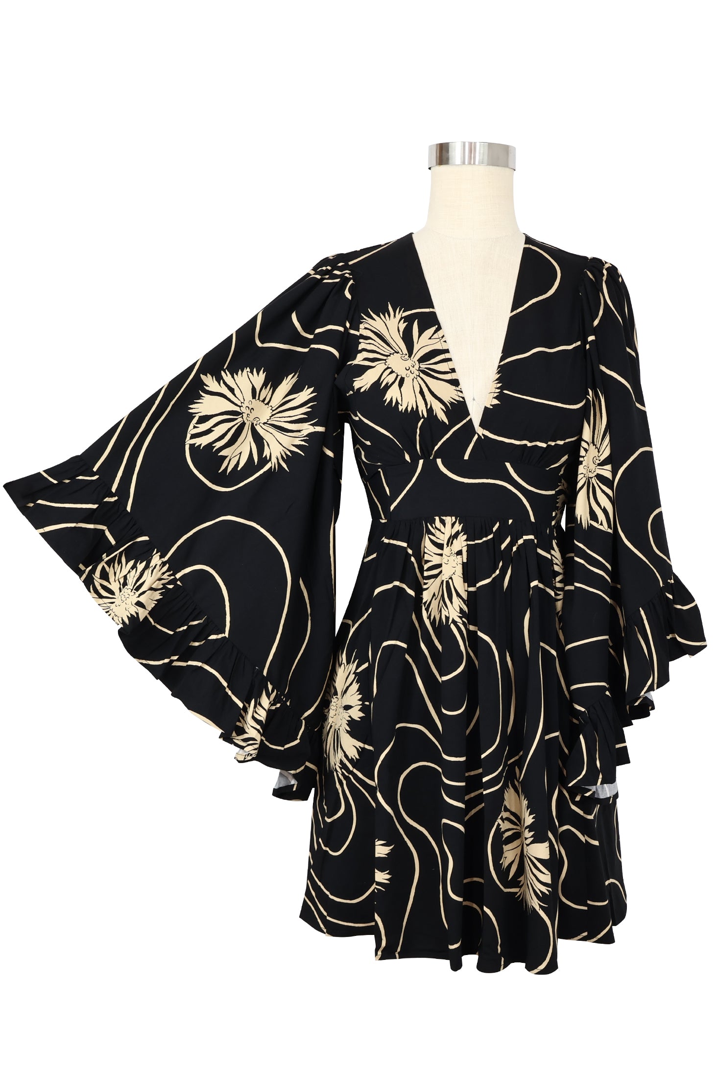 Butterfly Caftan Mini Dress - Waves and Waterlilies