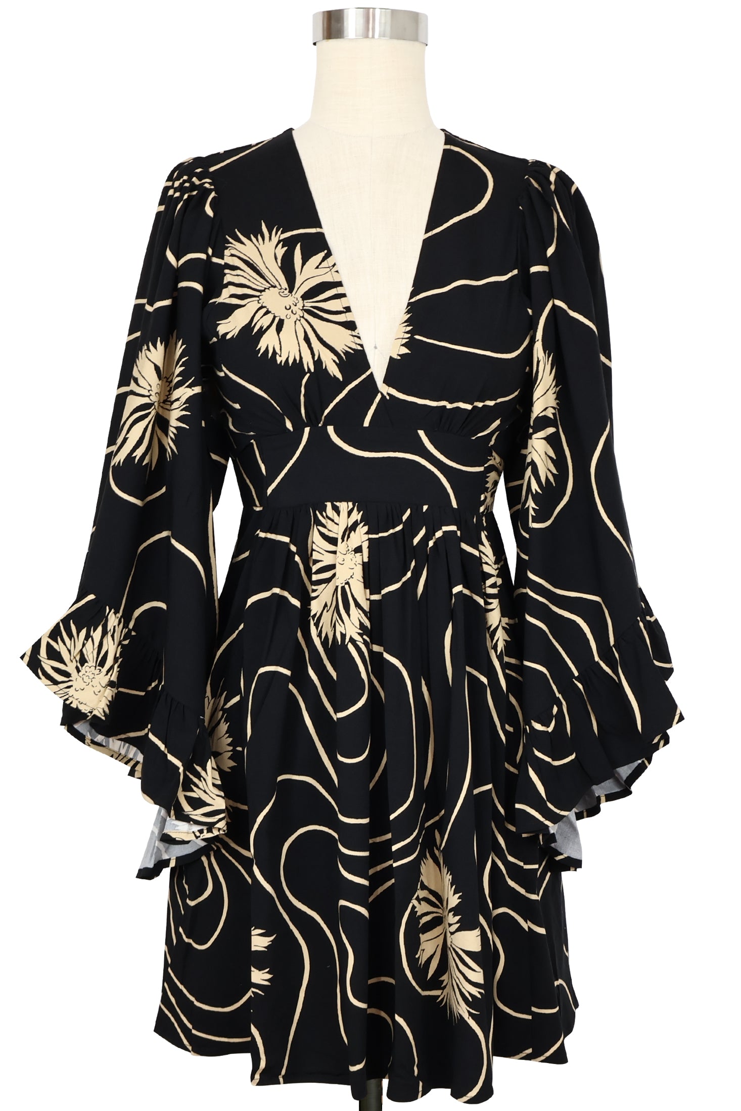 Butterfly Caftan Mini Dress - Waves and Waterlilies