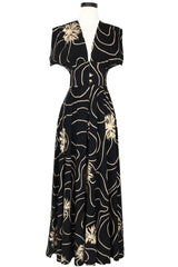 Claire Long Zip Front Dress - Waves and Waterlilies