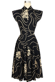 Zip Front Circle Day Dress - Waves and Waterlilies