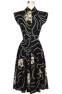 Zip Front Circle Day Dress - Waves and Waterlilies