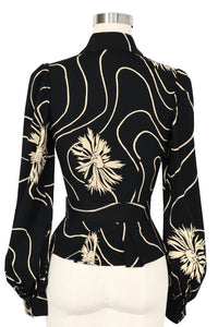 Girl Friday Blouse - Waves and Waterlilies